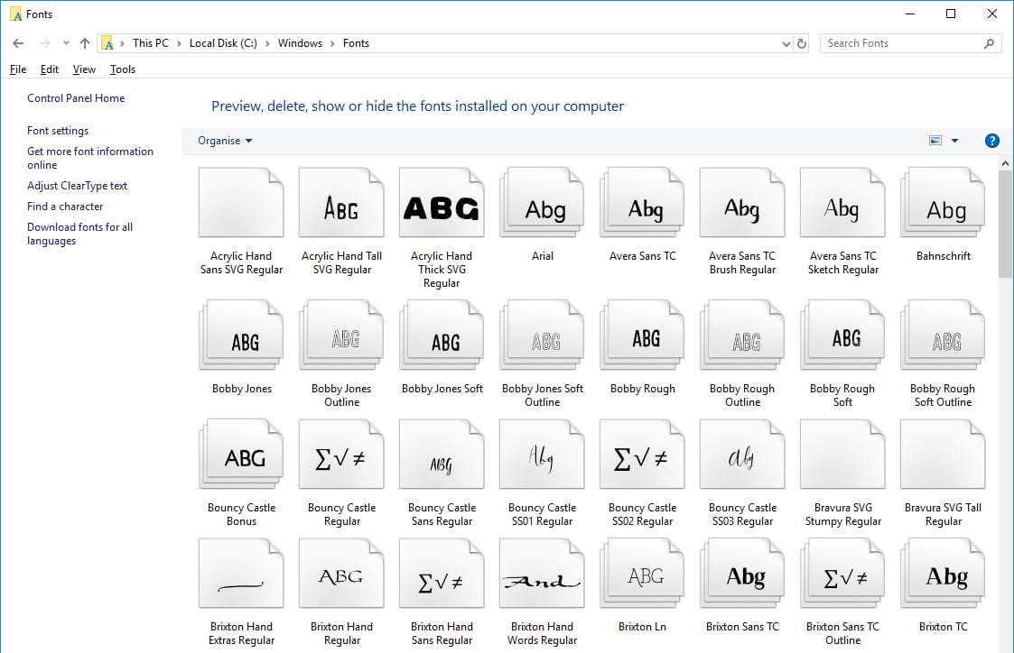 C windows fonts mysql как удалить